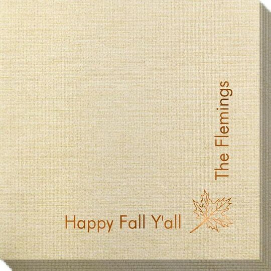 Corner Text with Autumn Leaf Design Bamboo Luxe Napkins